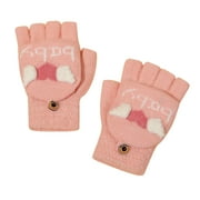 FAOWME Toddler Soft Convertible Flip Tops Cartoon Gloves Kids Baby Boys Girls Winter Warm Knit Fingerless Mitten A One Size